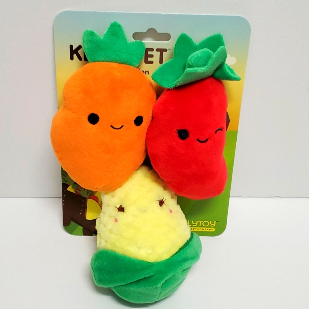 Squishmallow KellyPet KellyToy 3 Pack Pet Toy Collection Vegetables NWT